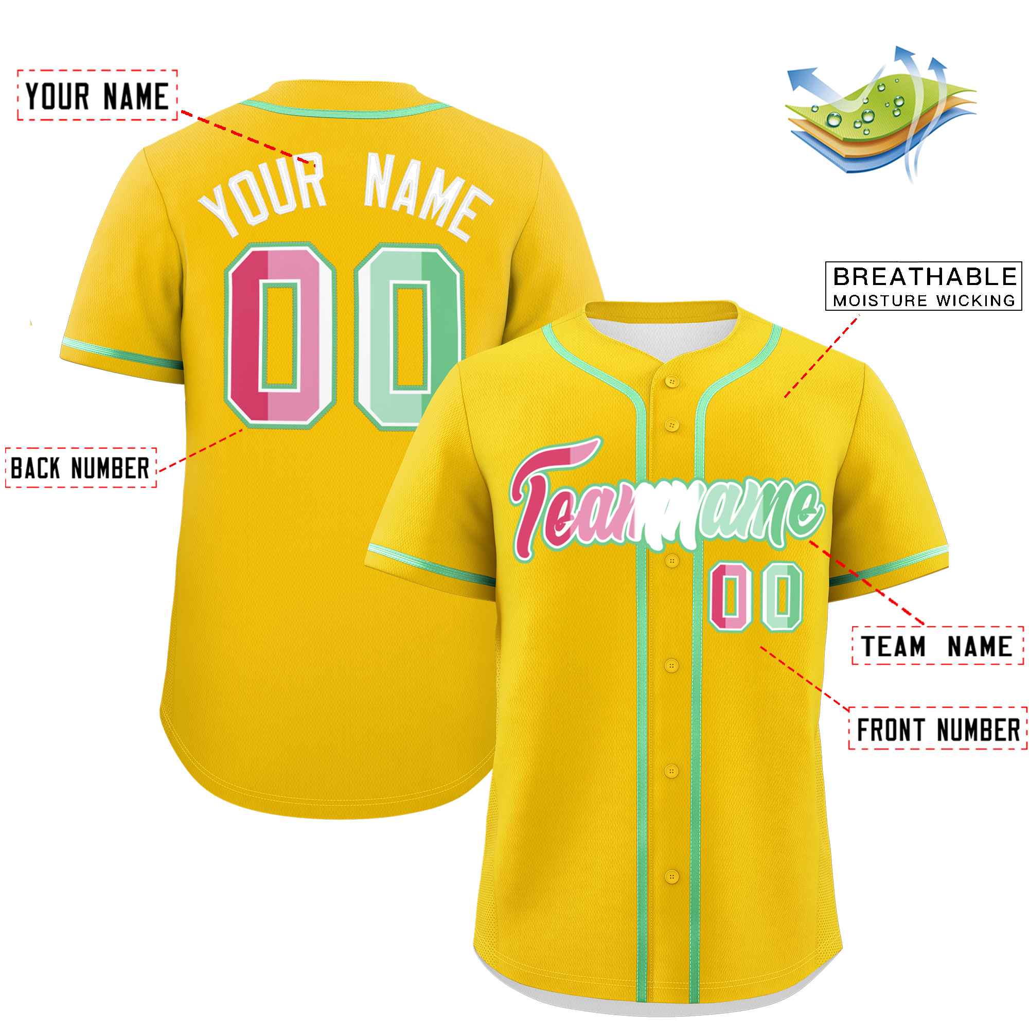 Custom Gold Abrosexual For Pride Month Classic Style Authentic Baseball Jersey