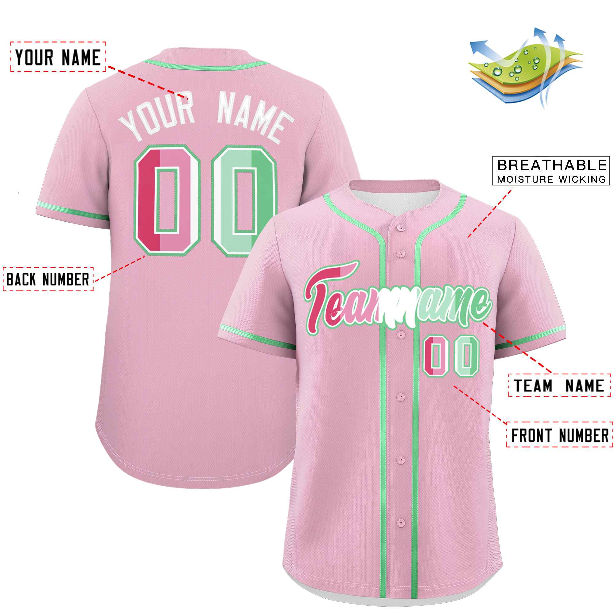 Custom Light Pink Abrosexual For Pride Month Classic Style Authentic Baseball Jersey