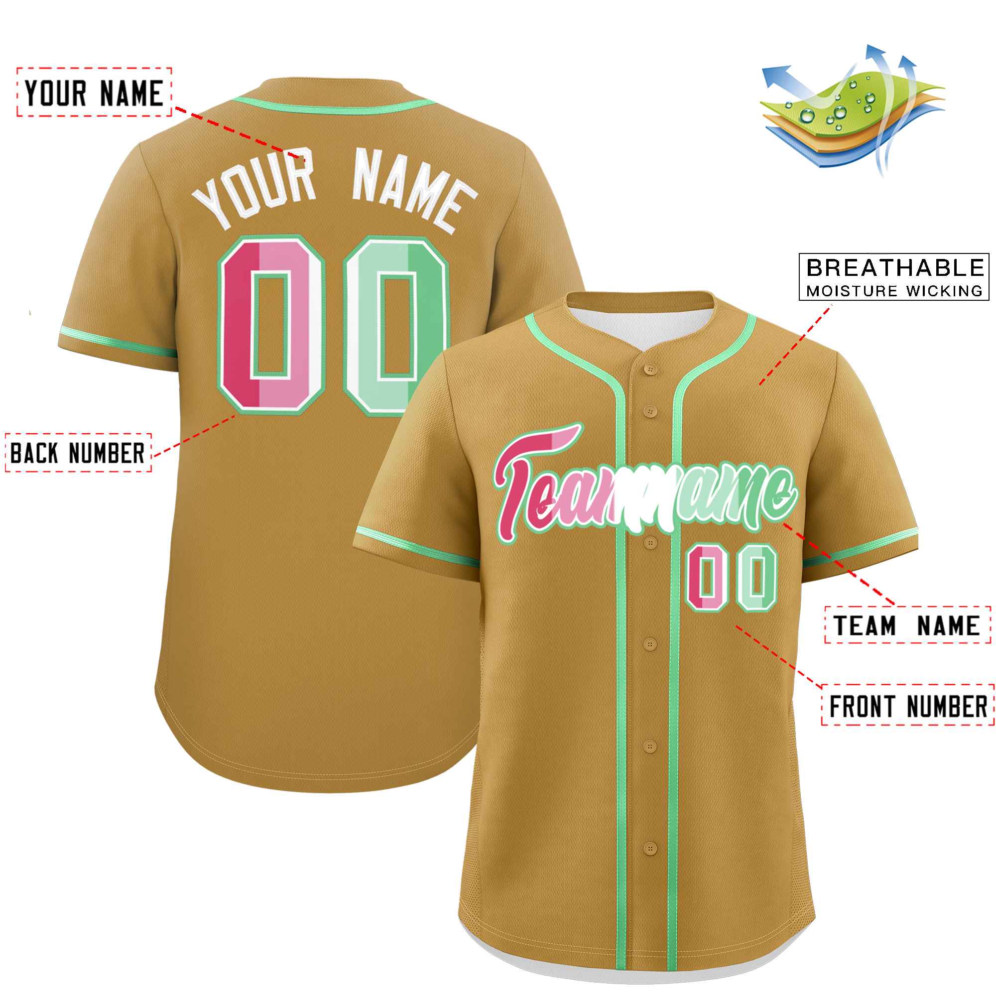 Custom Old Gold Abrosexual For Pride Month Classic Style Authentic Baseball Jersey