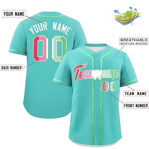 Custom Aqua Abrosexual For Pride Month Classic Style Authentic Baseball Jersey