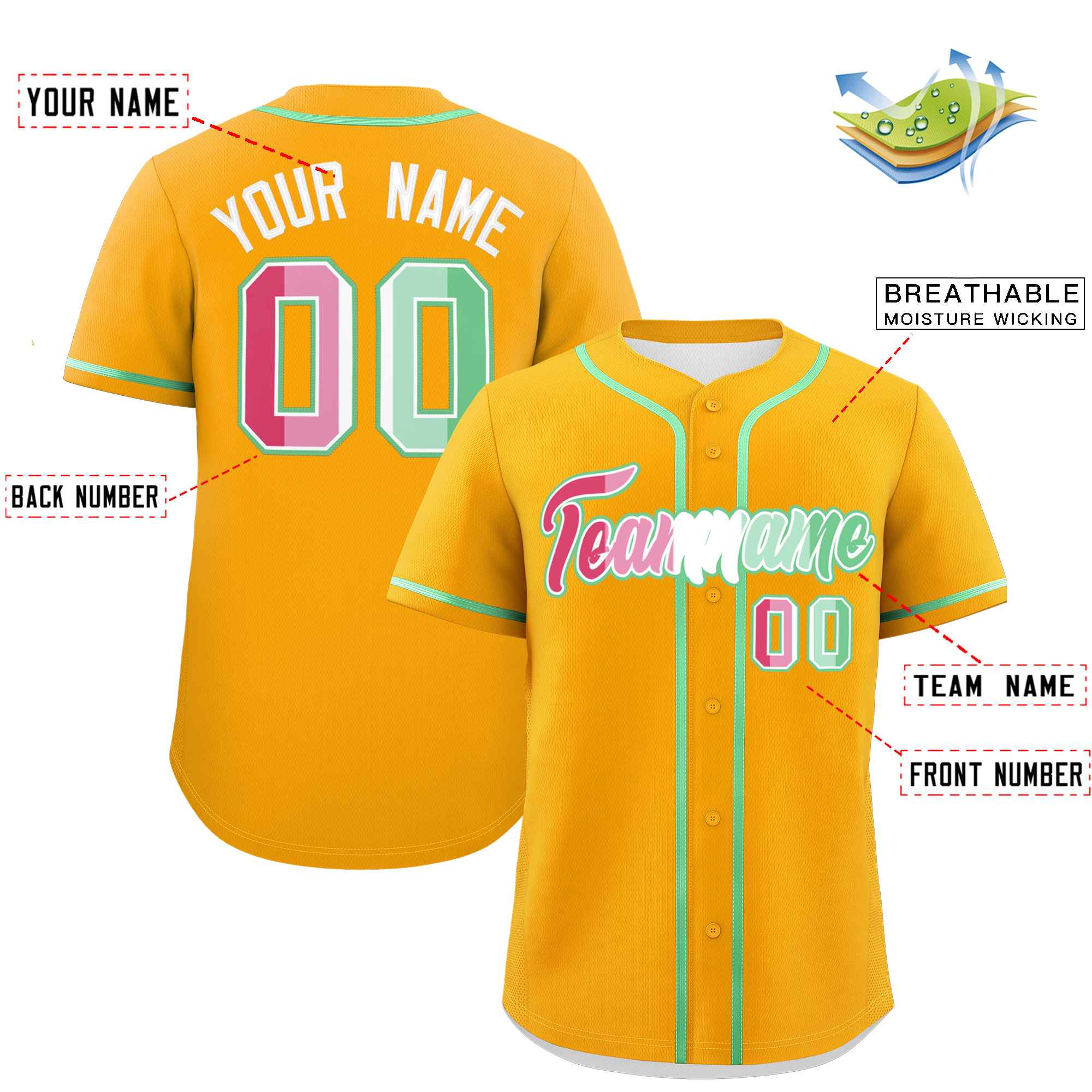 Custom Yellow Abrosexual For Pride Month Classic Style Authentic Baseball Jersey