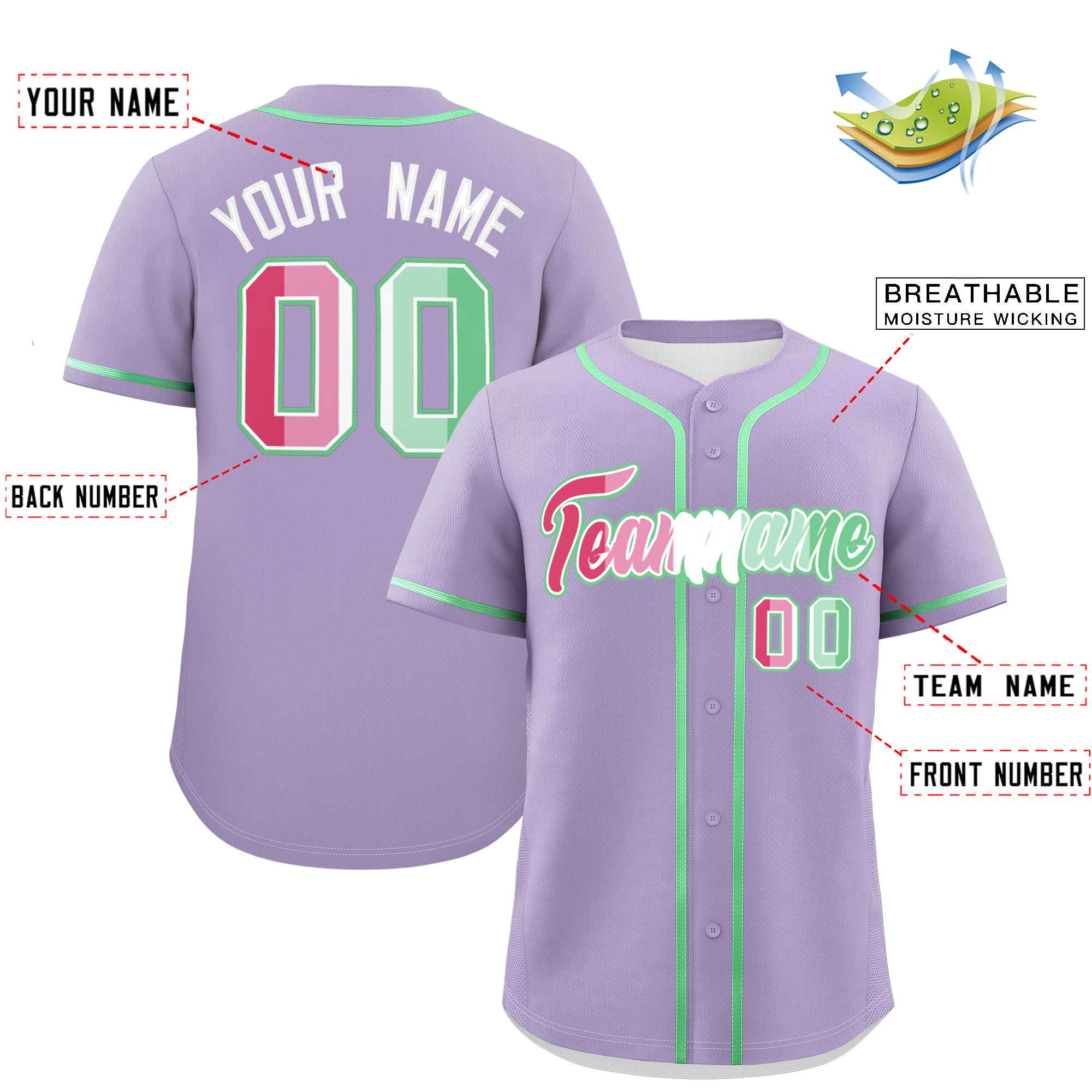 Custom Light Purple Abrosexual For Pride Month Classic Style Authentic Baseball Jersey