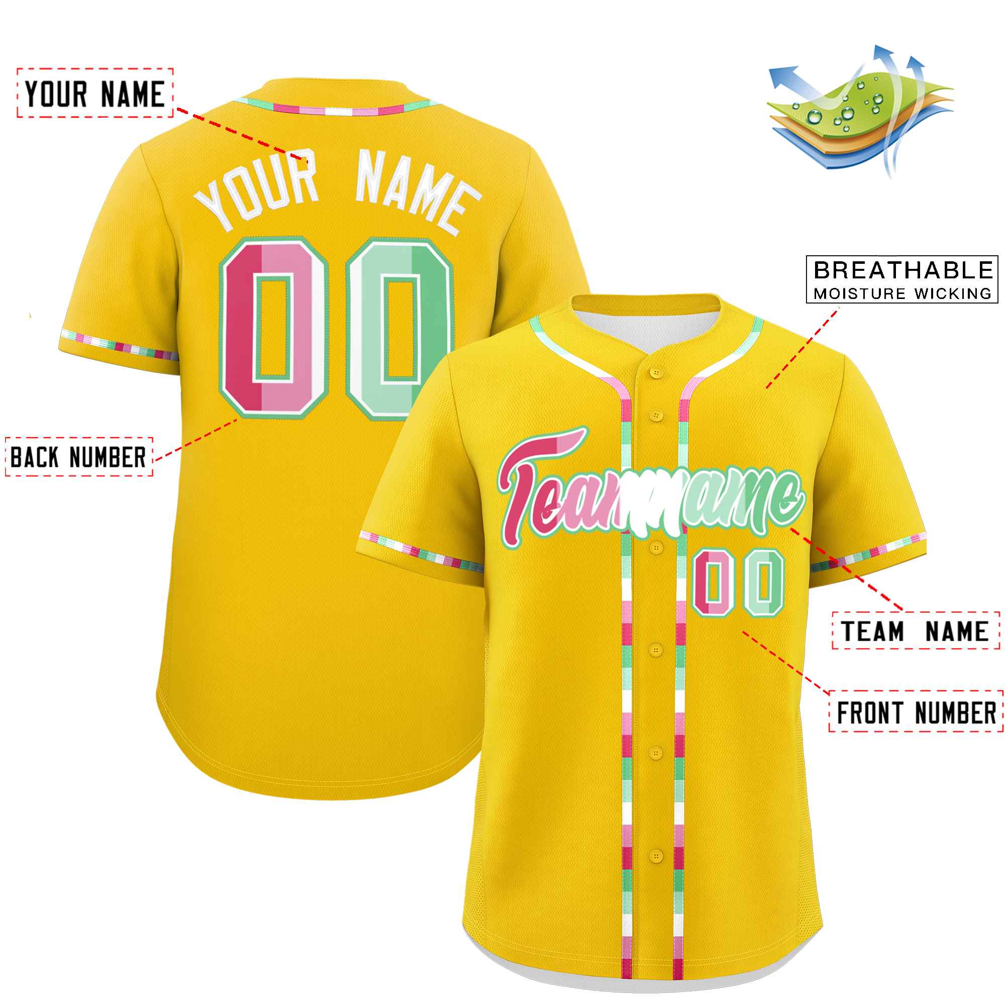 Custom Gold Abrosexual For Pride Month Classic Style Authentic Baseball Jersey