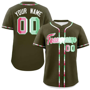 Custom Olive Abrosexual For Pride Month Classic Style Authentic Baseball Jersey