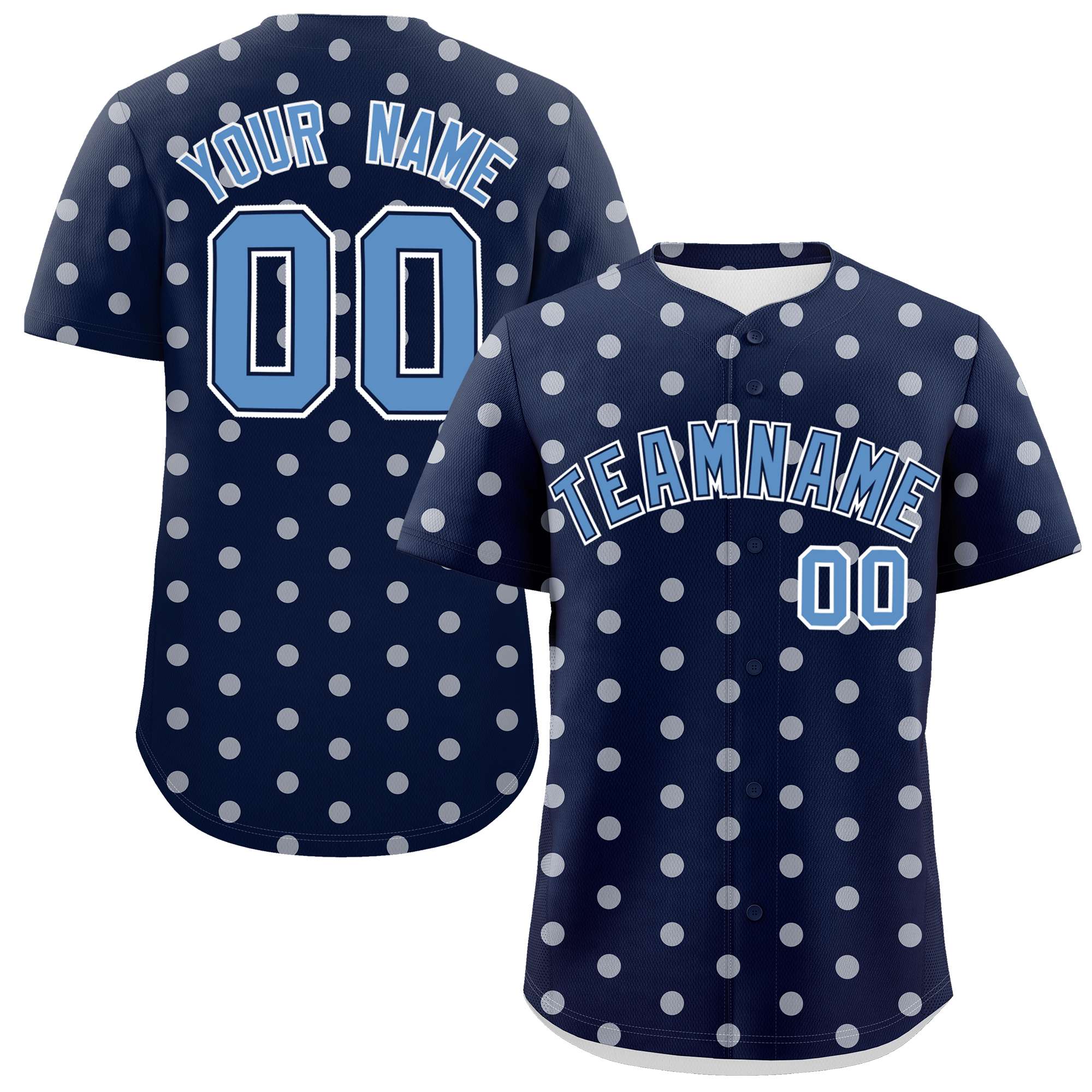 Custom Navy White Personalized Polka Dot Graffiti Pattern Authentic Baseball Jersey