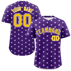 Custom Purple White Personalized Polka Dot Graffiti Pattern Authentic Baseball Jersey