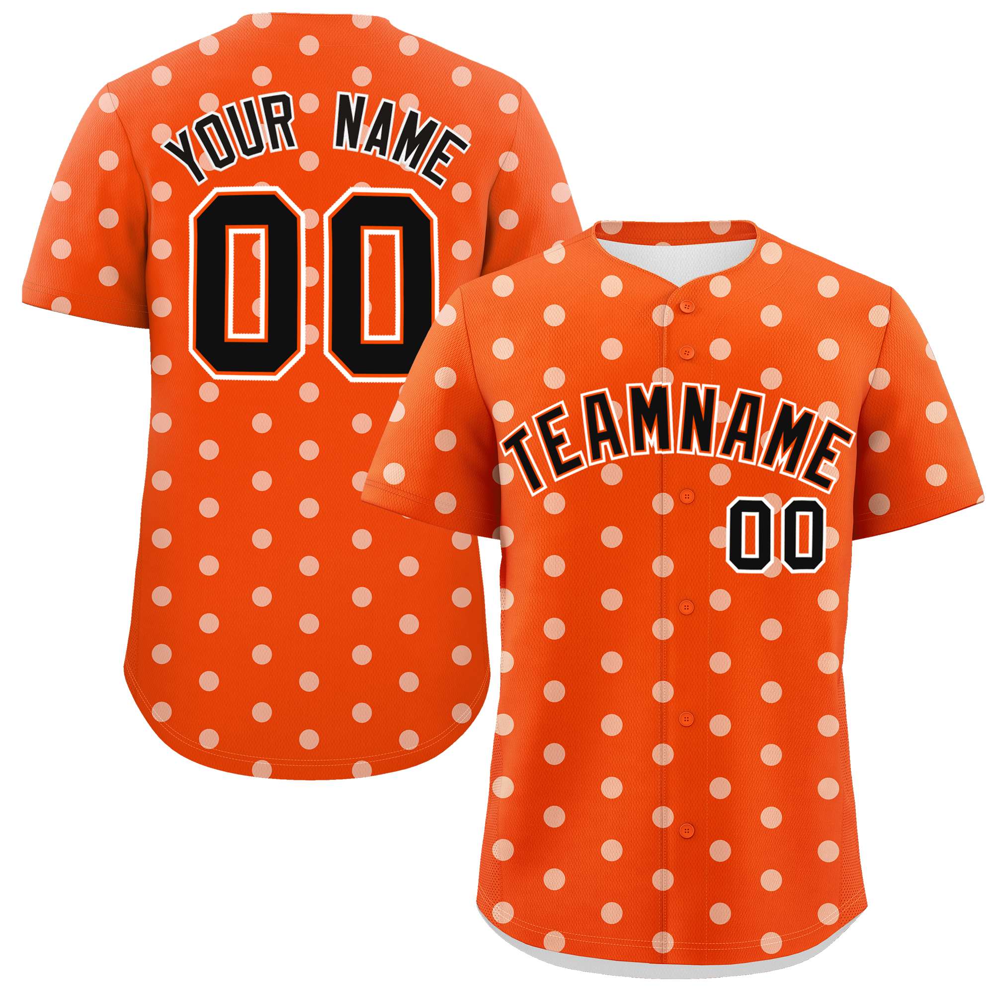 Custom Orange White Personalized Polka Dot Graffiti Pattern Authentic Baseball Jersey