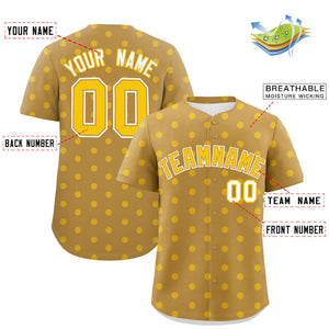 Custom Old Gold Gold Personalized Polka Dot Graffiti Pattern Authentic Baseball Jersey