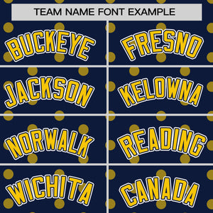 Custom Navy Gold Personalized Polka Dot Graffiti Pattern Authentic Baseball Jersey