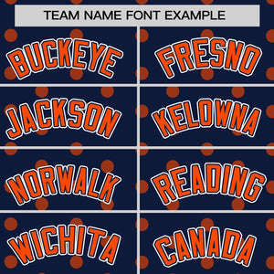 Custom Navy Orange Personalized Polka Dot Graffiti Pattern Authentic Baseball Jersey