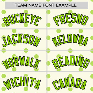 Custom Cream Neon Green Personalized Polka Dot Graffiti Pattern Authentic Baseball Jersey