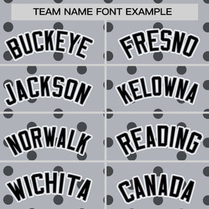 Custom Gray Black Personalized Polka Dot Graffiti Pattern Authentic Baseball Jersey