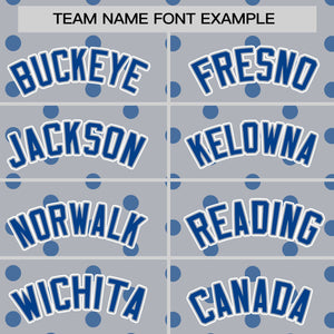 Custom Gray Royal Personalized Polka Dot Graffiti Pattern Authentic Baseball Jersey