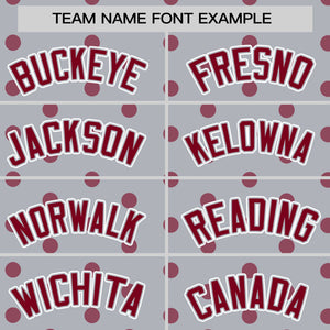 Custom Gray Crimson Personalized Polka Dot Graffiti Pattern Authentic Baseball Jersey