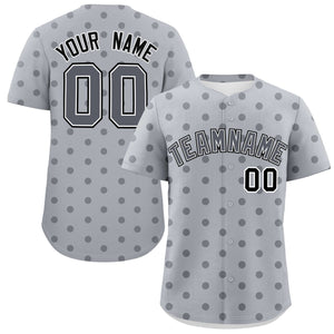 Custom Gray Dark Gray Personalized Polka Dot Graffiti Pattern Authentic Baseball Jersey