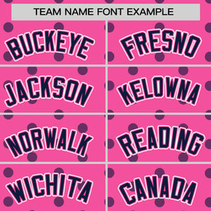 Custom Pink Navy Personalized Polka Dot Graffiti Pattern Authentic Baseball Jersey