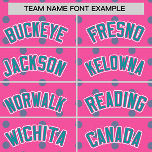 Custom Pink Aqua Personalized Polka Dot Graffiti Pattern Authentic Baseball Jersey