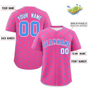 Custom Pink Powder Blue Personalized Polka Dot Graffiti Pattern Authentic Baseball Jersey