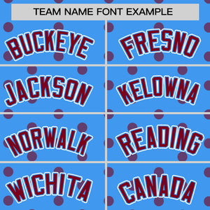 Custom Powder Blue Crimson Personalized Polka Dot Graffiti Pattern Authentic Baseball Jersey