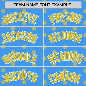 Custom Powder Blue Gold Personalized Polka Dot Graffiti Pattern Authentic Baseball Jersey