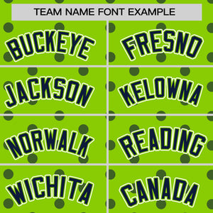 Custom Neon Green Navy Personalized Polka Dot Graffiti Pattern Authentic Baseball Jersey