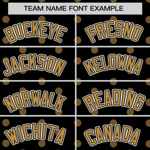 Custom Black Old Gold Personalized Polka Dot Graffiti Pattern Authentic Baseball Jersey