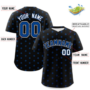 Custom Black Royal Personalized Polka Dot Graffiti Pattern Authentic Baseball Jersey