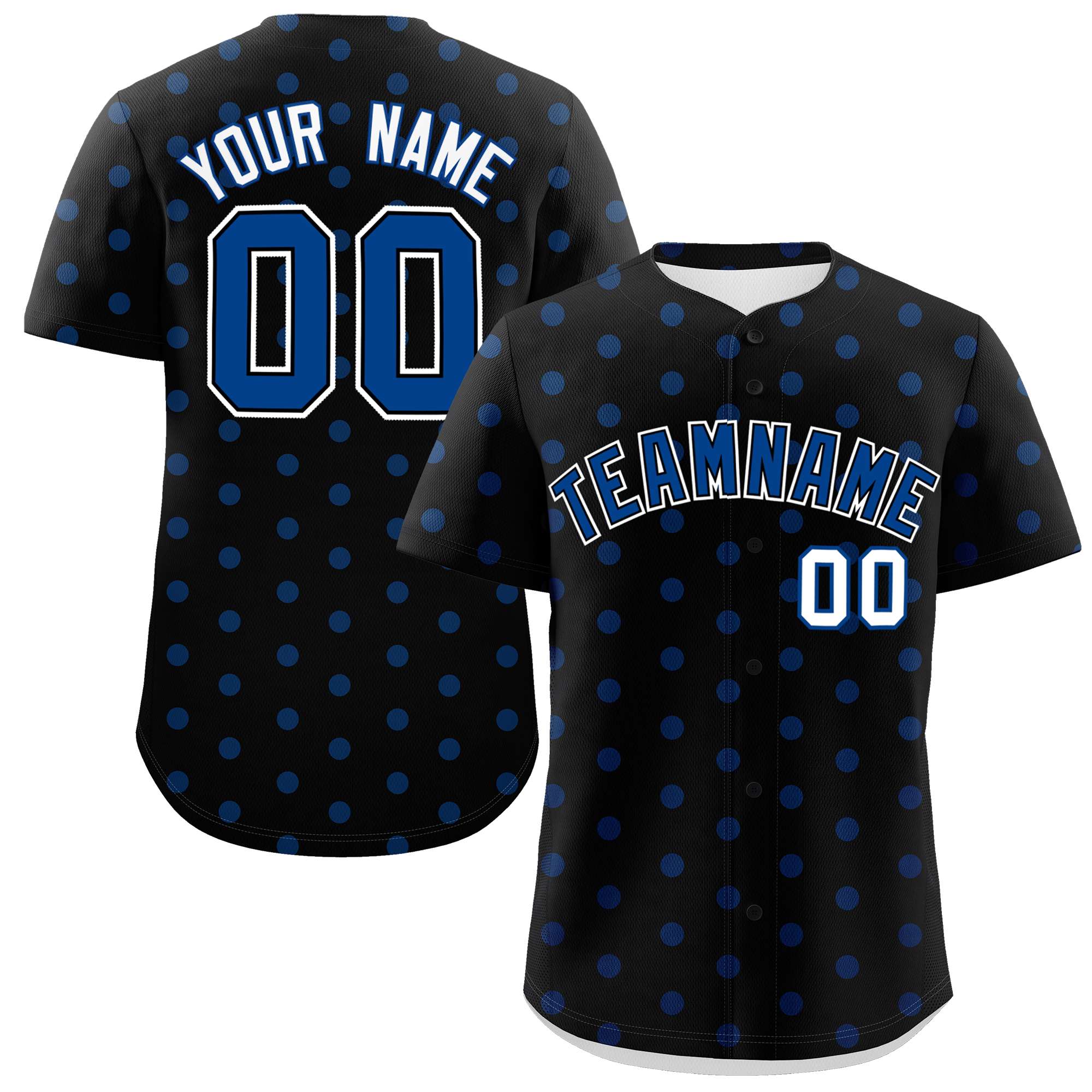 Custom Black Royal Personalized Polka Dot Graffiti Pattern Authentic Baseball Jersey