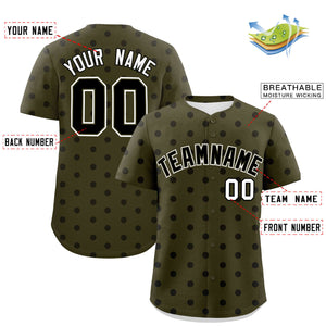 Custom Olive Black Personalized Polka Dot Graffiti Pattern Authentic Baseball Jersey