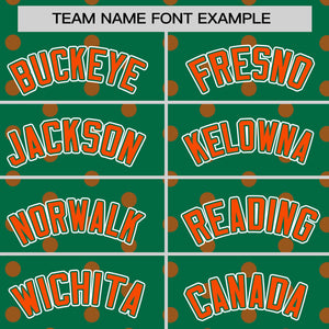 Custom Kelly Green Orange Personalized Polka Dot Graffiti Pattern Authentic Baseball Jersey