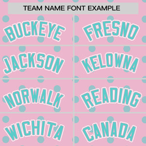 Custom Light Pink Bright Green Personalized Polka Dot Graffiti Pattern Authentic Baseball Jersey