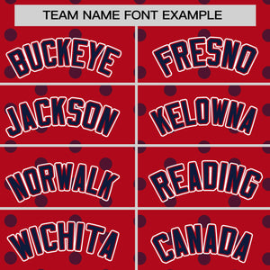 Custom Red Navy Personalized Polka Dot Graffiti Pattern Authentic Baseball Jersey