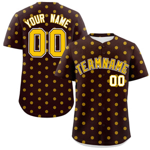 Custom Brown Gold Personalized Polka Dot Graffiti Pattern Authentic Baseball Jersey