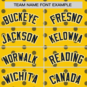 Custom Gold Navy Personalized Polka Dot Graffiti Pattern Authentic Baseball Jersey