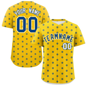 Custom Gold Royal Personalized Polka Dot Graffiti Pattern Authentic Baseball Jersey