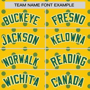 Custom Gold Aqua Personalized Polka Dot Graffiti Pattern Authentic Baseball Jersey