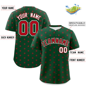 Custom Green Red Personalized Polka Dot Graffiti Pattern Authentic Baseball Jersey