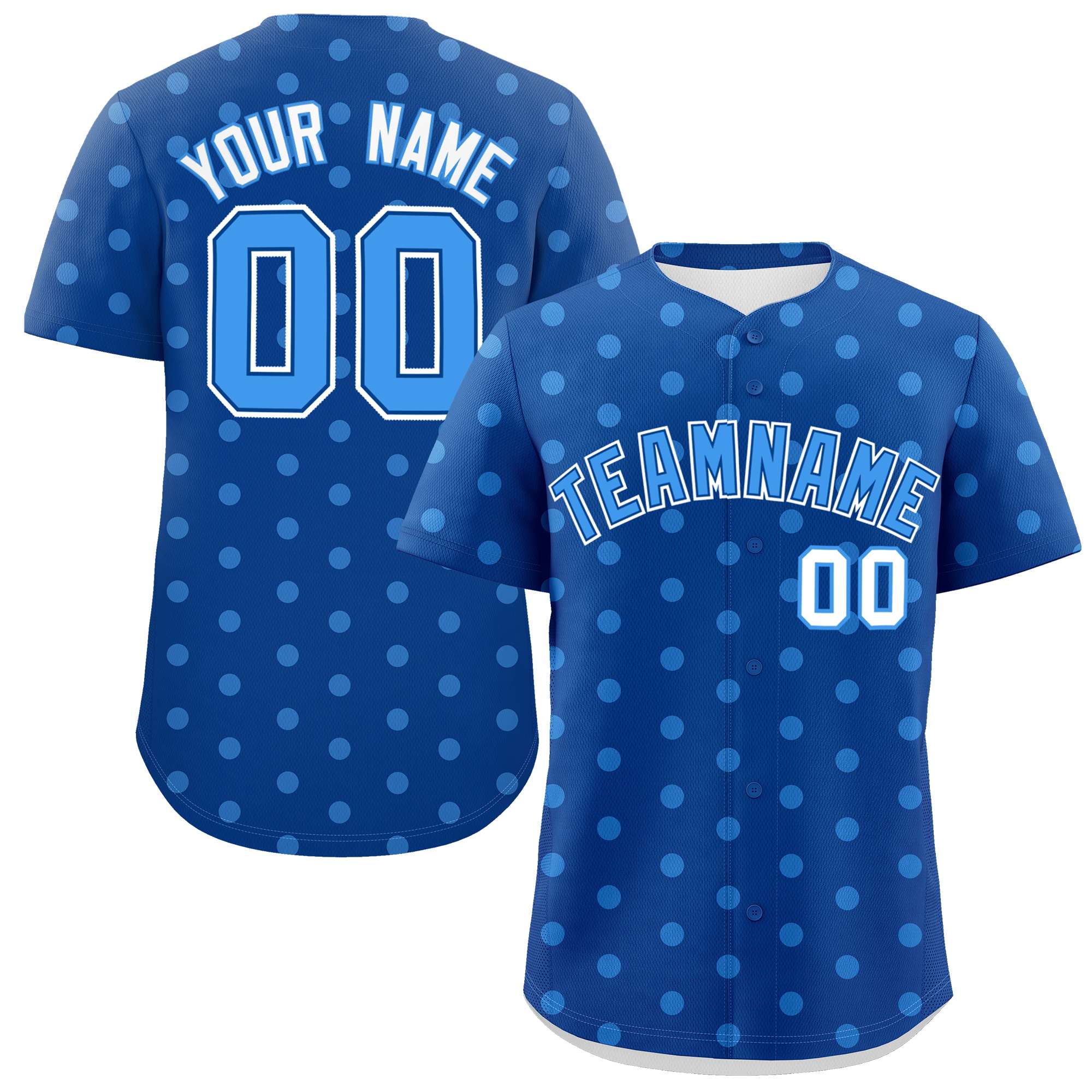 Custom Royal Powder Blue Personalized Polka Dot Graffiti Pattern Authentic Baseball Jersey