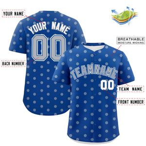 Custom Royal Gray Personalized Polka Dot Graffiti Pattern Authentic Baseball Jersey