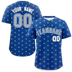 Custom Royal Gray Personalized Polka Dot Graffiti Pattern Authentic Baseball Jersey