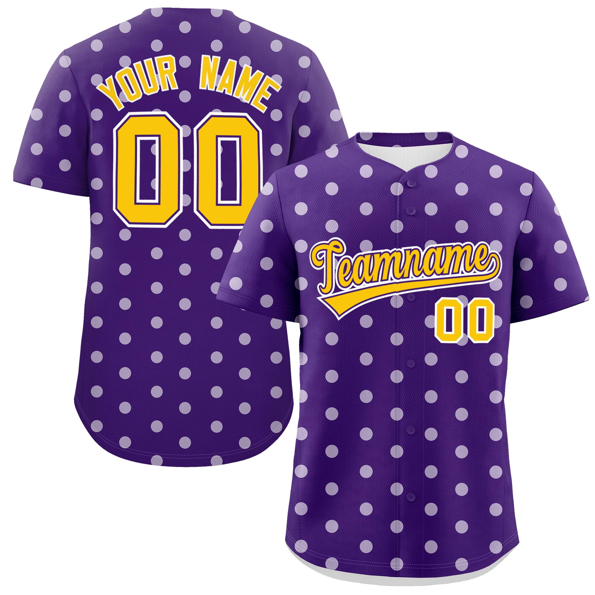 Custom Purple White Personalized Polka Dot Graffiti Pattern Authentic Baseball Jersey