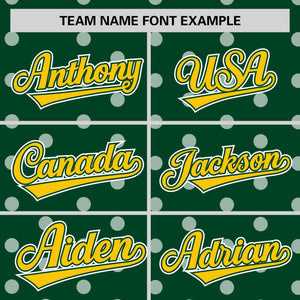 Custom Green White Personalized Polka Dot Graffiti Pattern Authentic Baseball Jersey