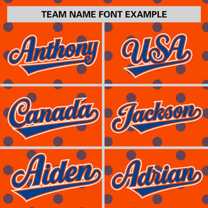 Custom Orange Royal Personalized Polka Dot Graffiti Pattern Authentic Baseball Jersey