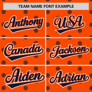 Custom Orange Navy Personalized Polka Dot Graffiti Pattern Authentic Baseball Jersey