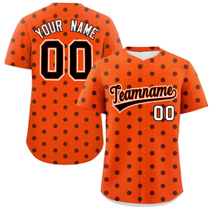 Custom Orange Black Personalized Polka Dot Graffiti Pattern Authentic Baseball Jersey