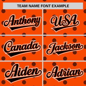 Custom Orange Black Personalized Polka Dot Graffiti Pattern Authentic Baseball Jersey