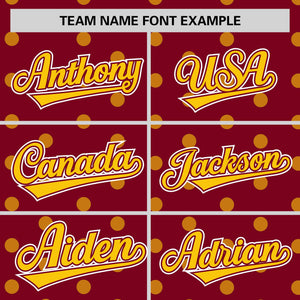 Custom Crimson Gold Personalized Polka Dot Graffiti Pattern Authentic Baseball Jersey