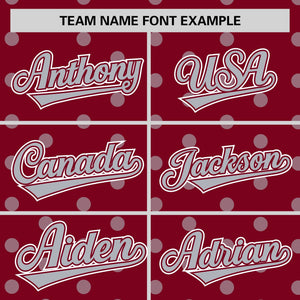 Custom Crimson Gray Personalized Polka Dot Graffiti Pattern Authentic Baseball Jersey