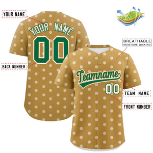 Custom Old Gold Cream Personalized Polka Dot Graffiti Pattern Authentic Baseball Jersey