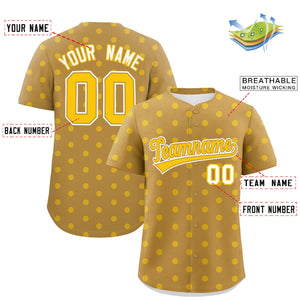 Custom Old Gold Gold Personalized Polka Dot Graffiti Pattern Authentic Baseball Jersey